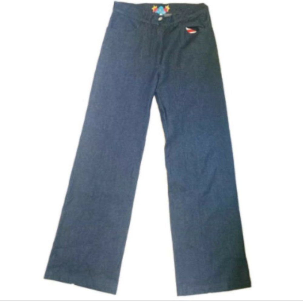 Rich Fashion Womens Straight Leg  Blue Jeans Size